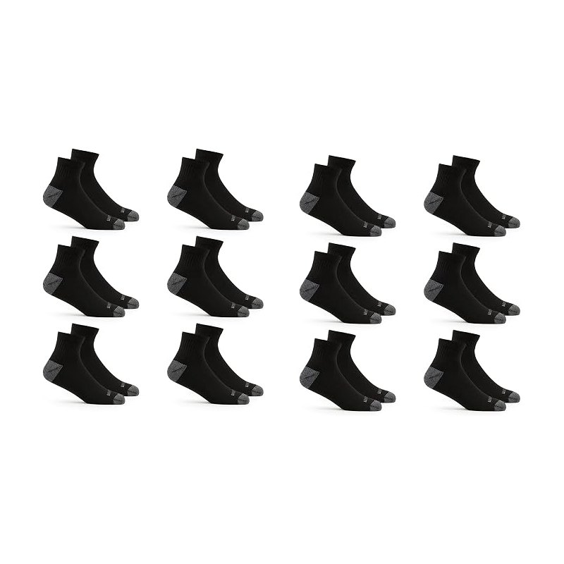 Quarter sock, black 12-pack